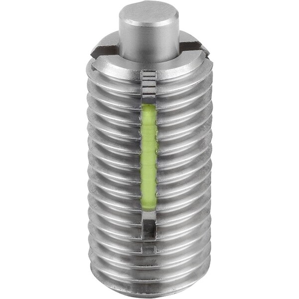 Spring Plunger Std Spring Force D=M08 L=22 Stainless, Flat, Long-Lok, Pin Stainless, Pu=5